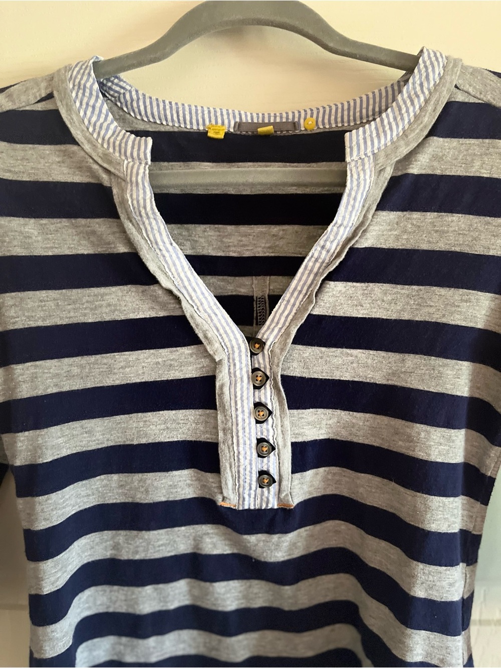 Anthropologie Button Striped Henley T-Shirt XSmall - Picture 2 of 3